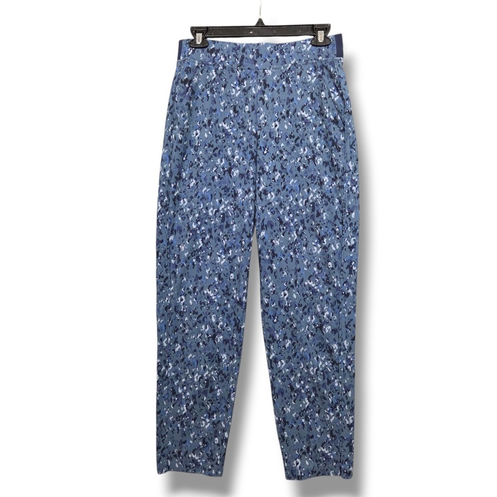 Athleta Brooklyn Mid Rise Ankle Pant Womens 2 Blue Camo Travel UPF 50